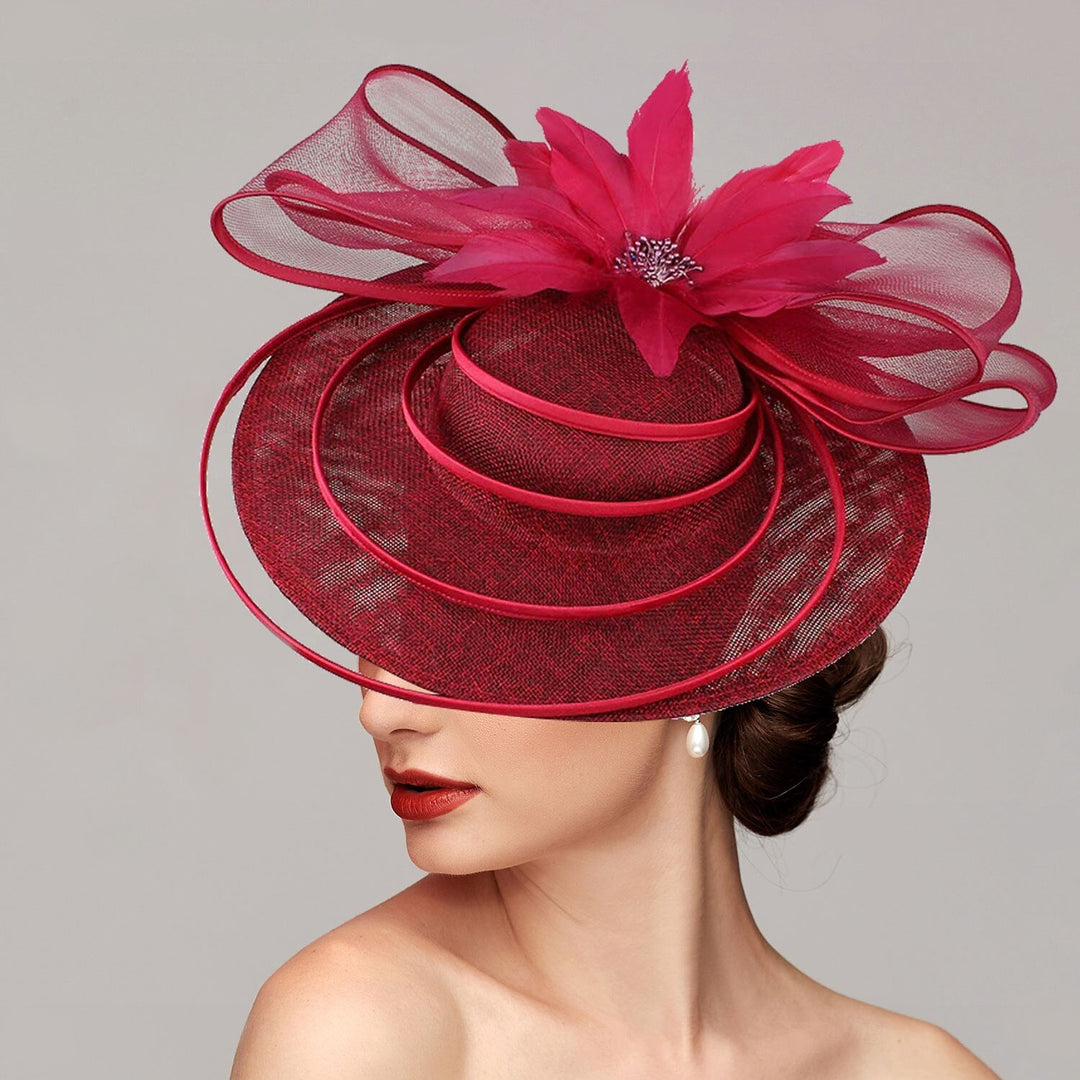 Chapeau de Soucoupe en Filet Élégant, Chapeau Fascinateur, Coiffe, Nœud à Fleurs et Strass