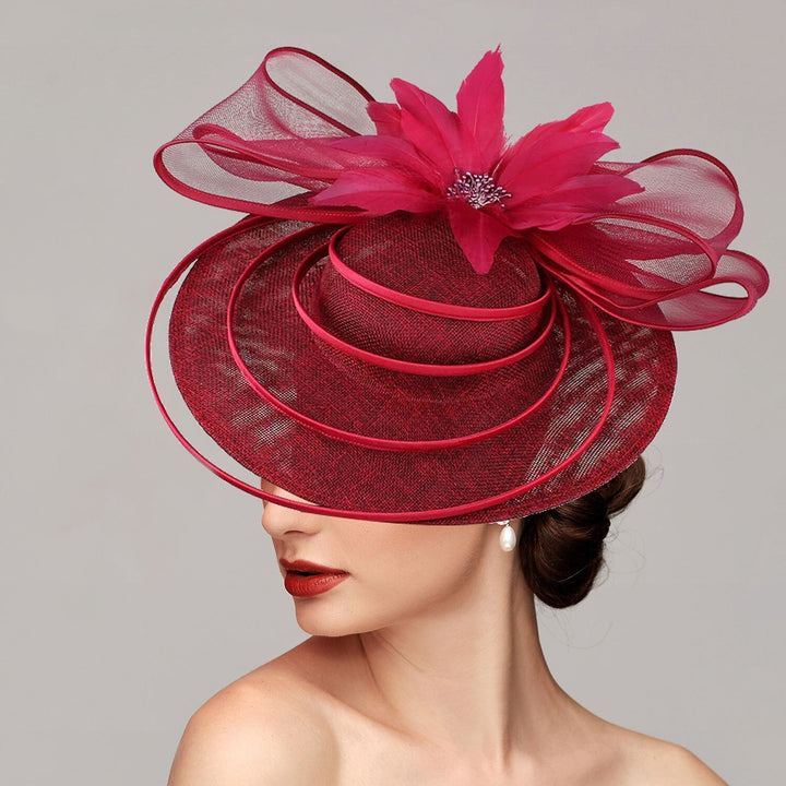 Chapeau de Soucoupe en Filet Élégant, Chapeau Fascinateur, Coiffe, Nœud à Fleurs et Strass