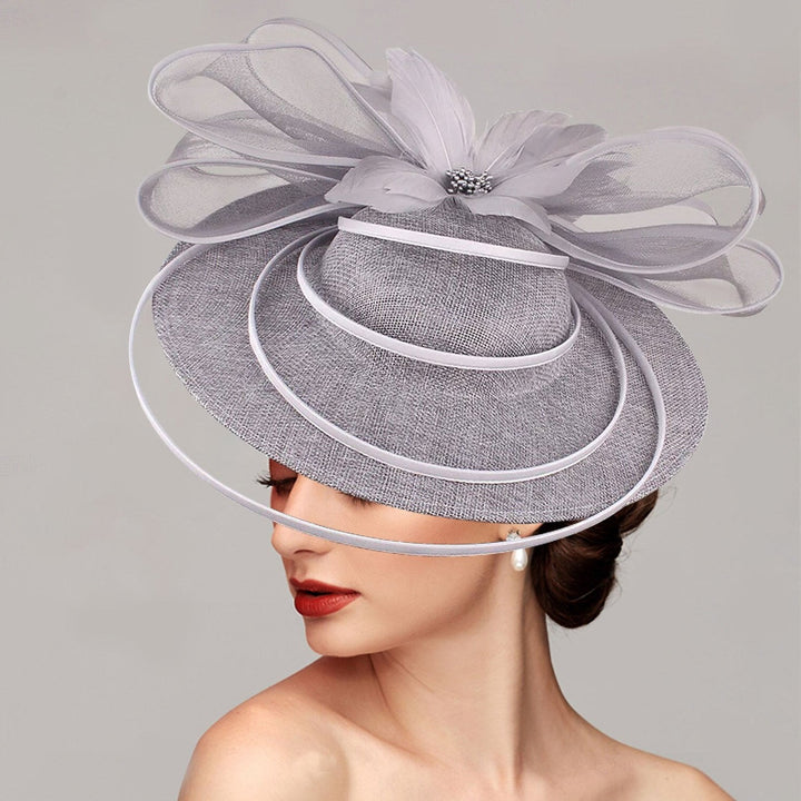 Chapeau de Soucoupe en Filet Élégant, Chapeau Fascinateur, Coiffe, Nœud à Fleurs et Strass