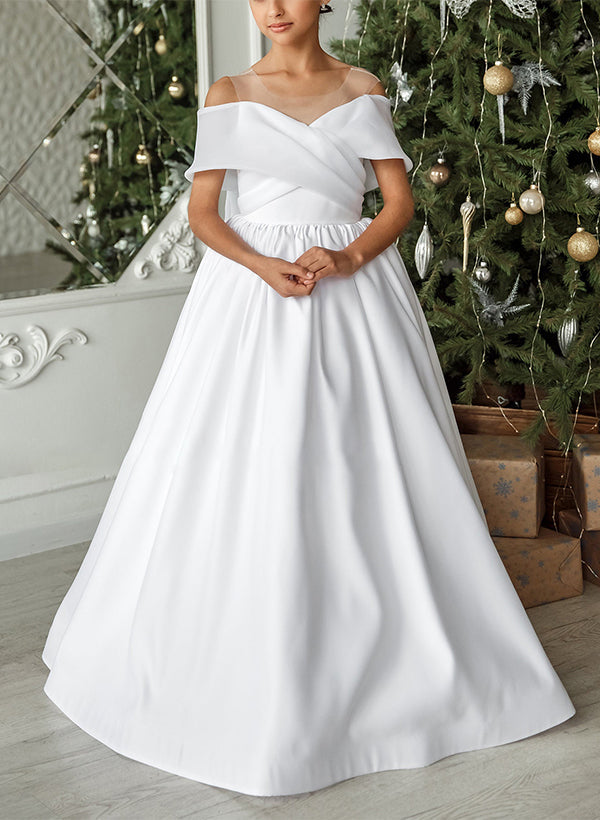 Robes de Fille Coupe A/Princesse avec Nœud Papillon