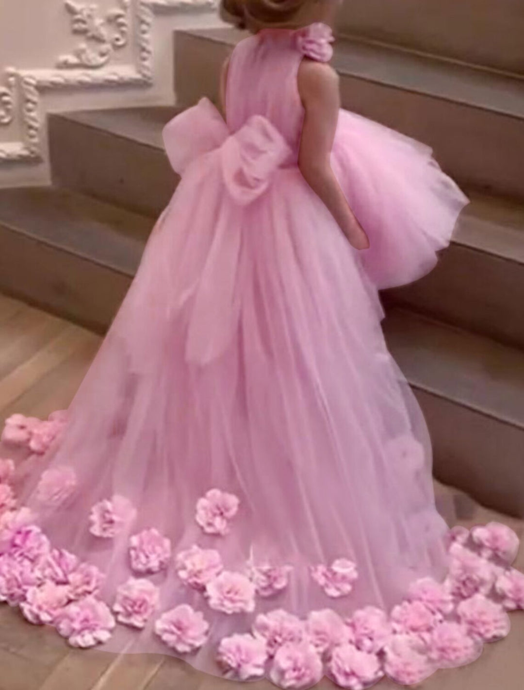 Robes de Demoiselle D'Honneur en Tulle à Fleurs A-Line/Princess avec Nœud