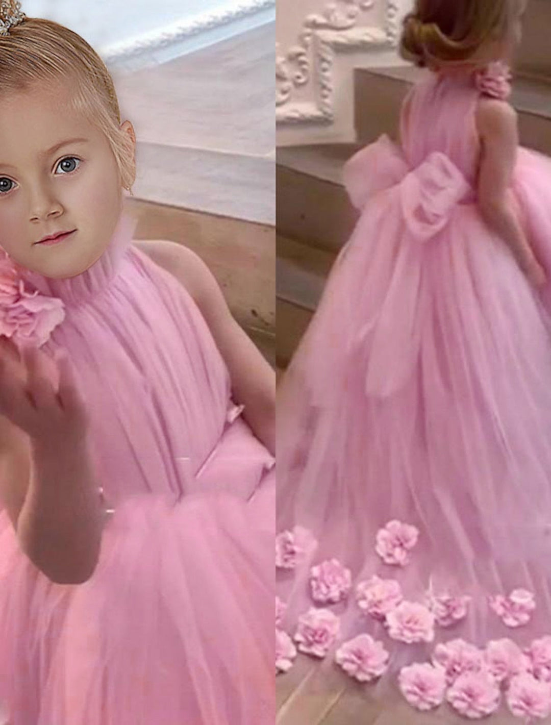 Robes de Demoiselle D'Honneur en Tulle à Fleurs A-Line/Princess avec Nœud