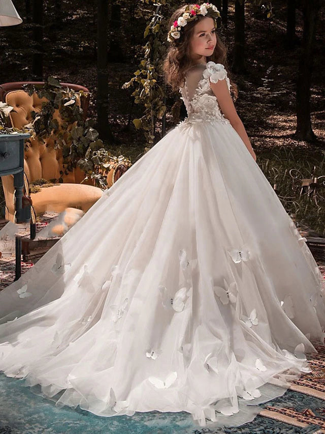 Robes de Demoiselle D'Honneur en Tulle Coupe A/Princesse avec Perles et Appliques