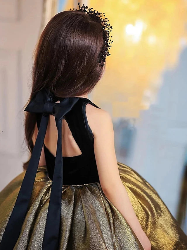 Robe de Soirée Formelle pour Fille avec Nœud Papillon