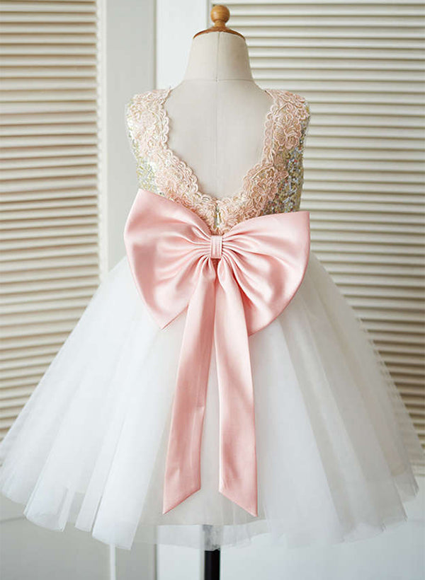 Robes de Demoiselle D'Honneur en Tulle Coupe A-Line/Princess avec Nœud