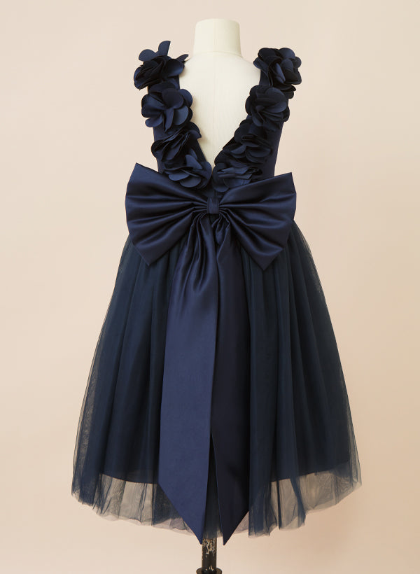 Robes de Demoiselle D'Honneur Coupe A-Line/Princess avec Décolleté en V et Nœud