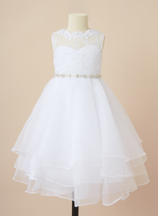 Robe de Bal à Encolure Dégagée pour Fille avec Ceinture