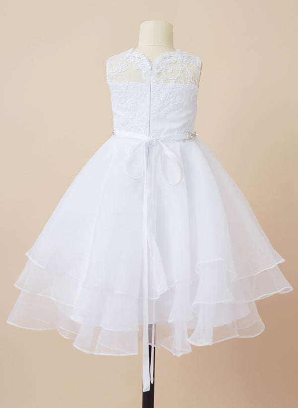 Robe de Bal à Encolure Dégagée pour Fille avec Ceinture