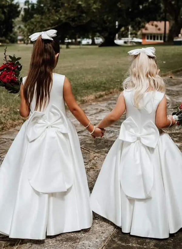 Robes de Demoiselle D'Honneur Coupe A-Line/Princess avec Décolleté en V et Nœud