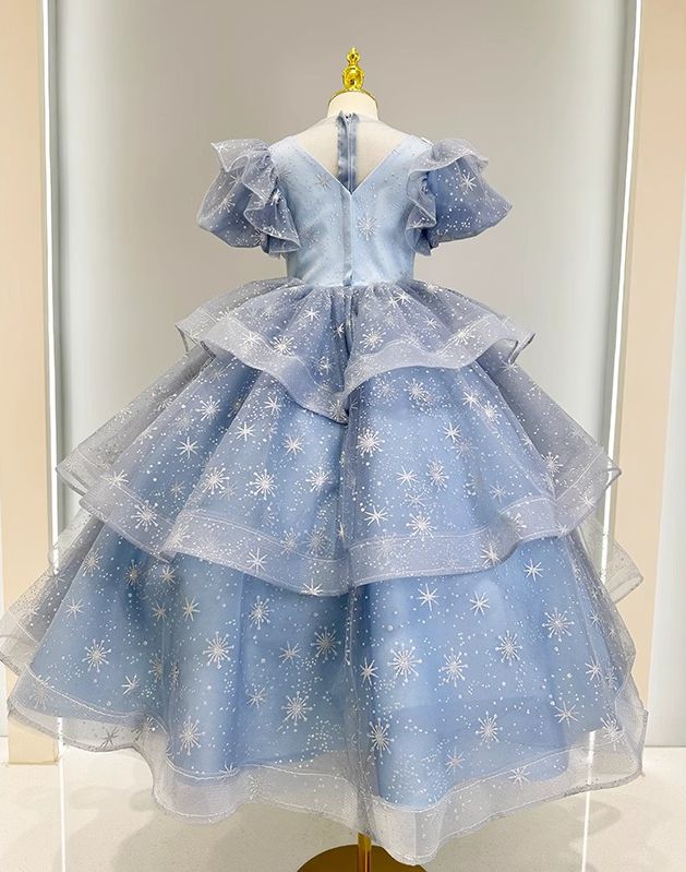 Robe de Soirée A-Line/Princess à Manches Courtes pour Fille avec Appliques en Strass