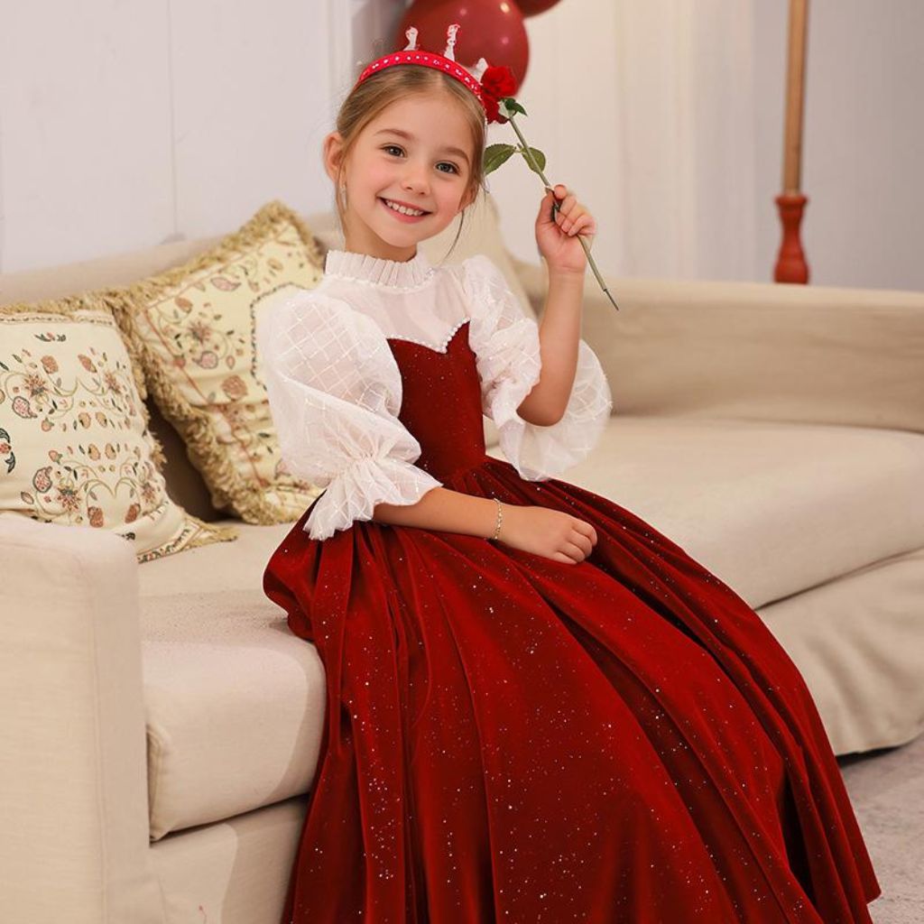 Robes de Demoiselle D'Honneur à Manches 3/4, Longueur Au Sol, Col Haut, Coupe A-Line/Princesse