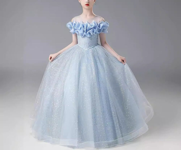 Robe de Soirée Longue en Forme de A/Princesse avec Épaules Dénudées et Perles pour Demoiselle D'Honneur