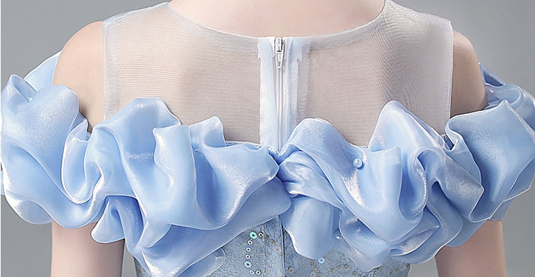 Robe de Soirée Longue en Forme de A/Princesse avec Épaules Dénudées et Perles pour Demoiselle D'Honneur