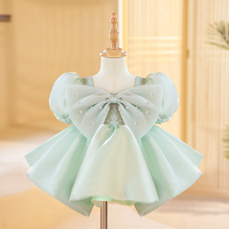 Robes pour Bébé Fille Coupe A-Line/Princesse à Manches Courtes et Longueur Genou avec Gros Nœud