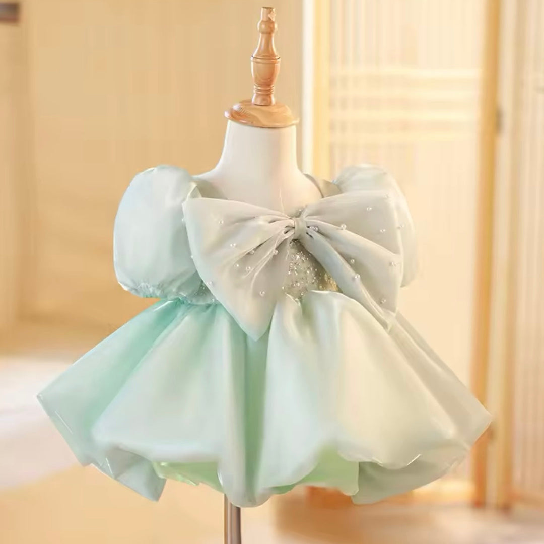 Robes pour Bébé Fille Coupe A-Line/Princesse à Manches Courtes et Longueur Genou avec Gros Nœud