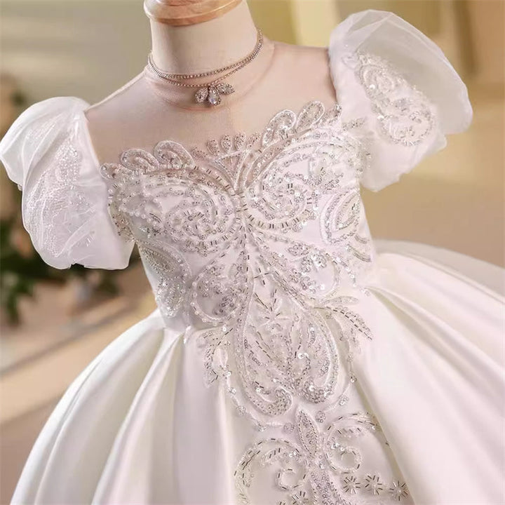 Robes de Demoiselle D'Honneur à Manches Courtes de Forme A/Princesse avec Appliques en Strass