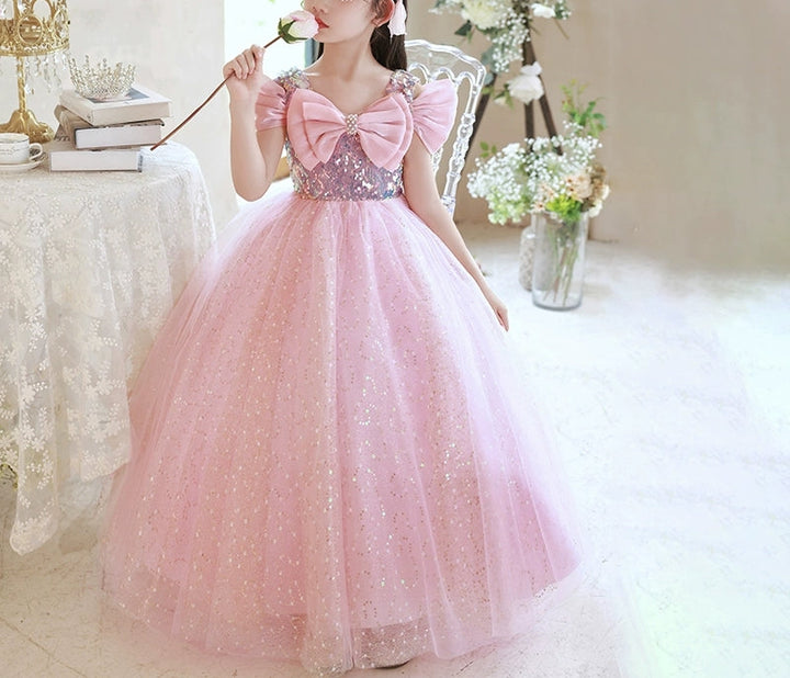 Robe de Soirée A-Line/Princess à Épaules Dénudées pour Fille avec Nœud