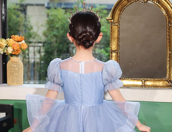 Robe de Bal à Manches Courtes pour Fille de Fleur avec Appliques en Strass