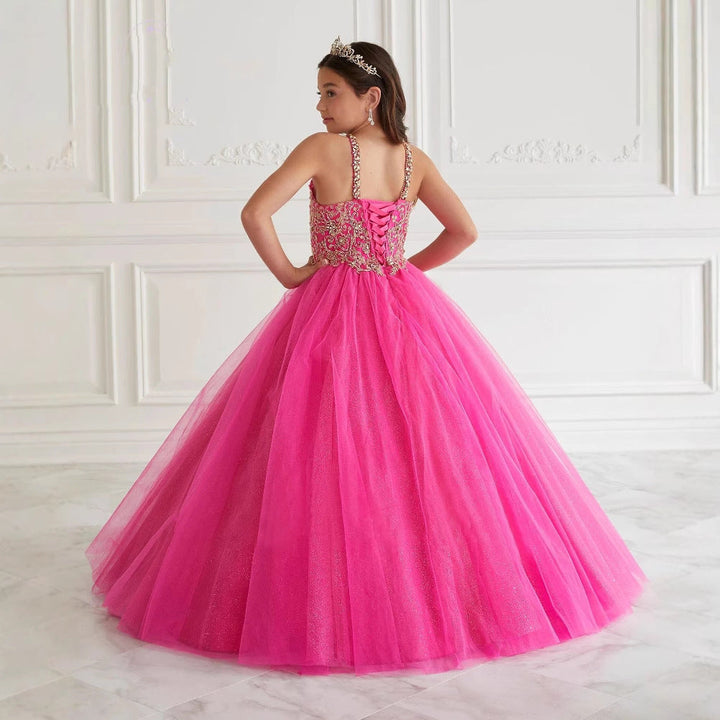 Robe de Bal Scintillante en Tulle à Col Licou et Longueur Au Sol avec Appliques en Dentelle