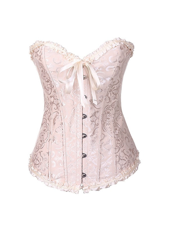 Corset Push-Up en Jacquard avec Crochet et Œillet pour Femme - pour Mariage, Fête, Anniversaire