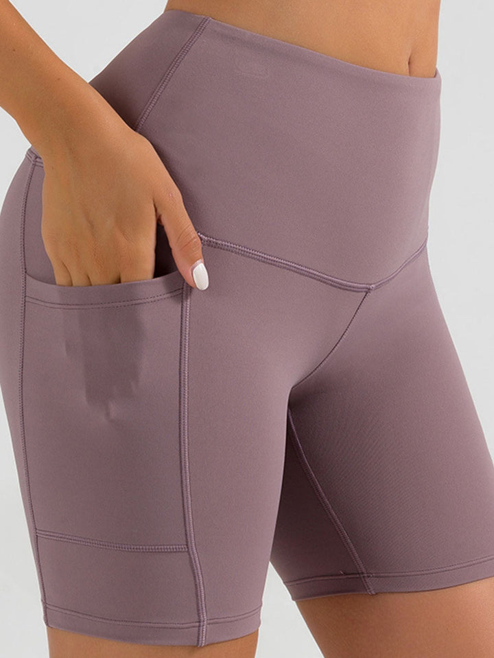 Pantalon de Sport Simple et Gainant de Couleur Unie pour Femme avec Poches