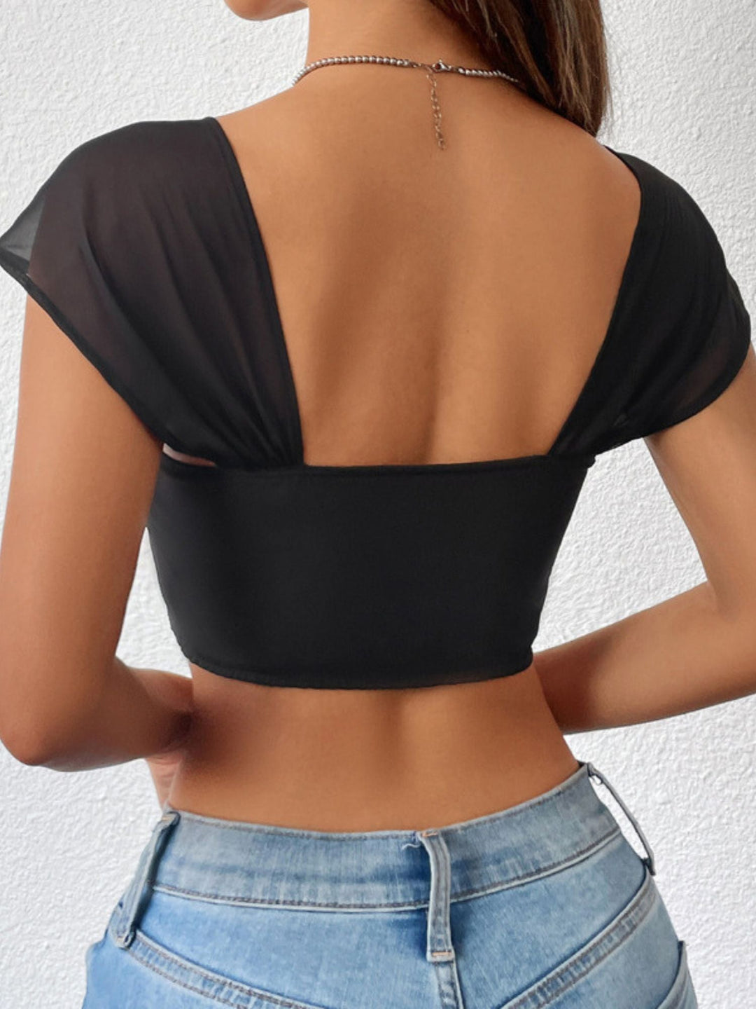 Corset Noir en Dentelle Sexy Dos Nu