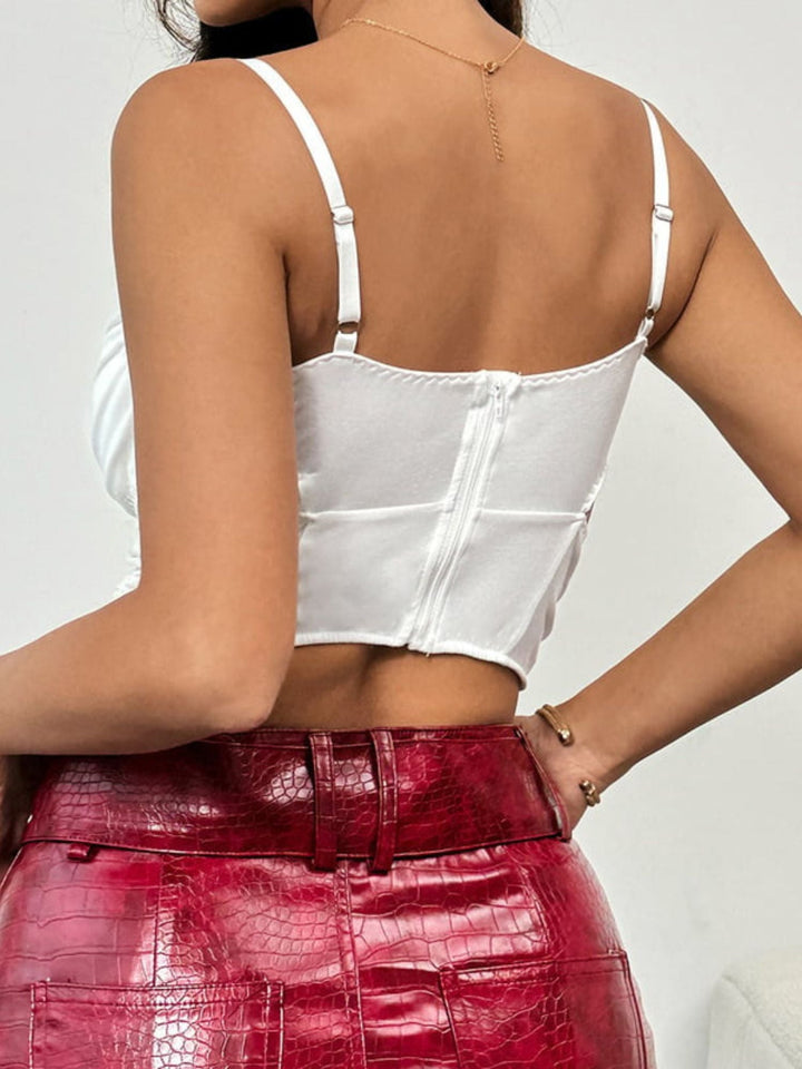 Soutien-Gorge Corset à Volants en Maille Blanche