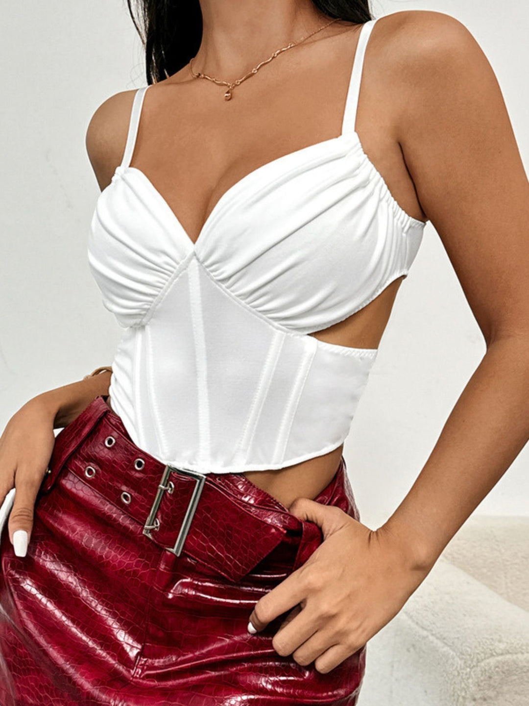 Soutien-Gorge Corset à Volants en Maille Blanche