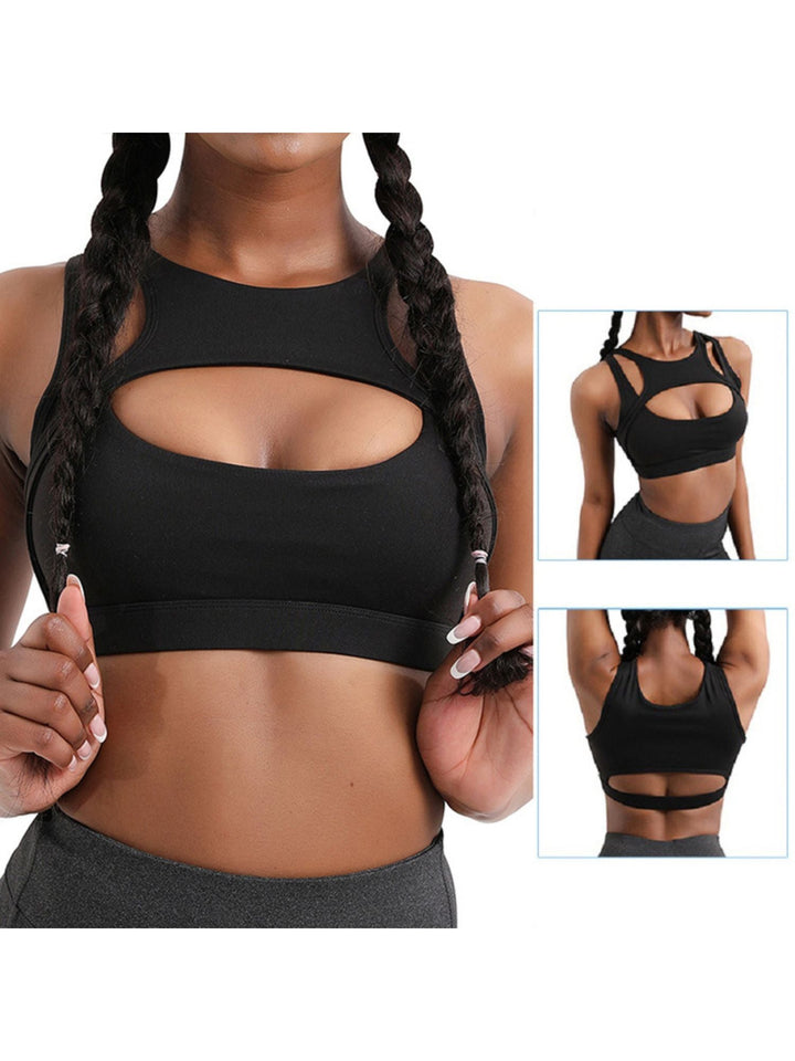 Soutien-Gorge Sexy à la Mode Simple et de Couleur Unie pour Entraînement Sportif Noir