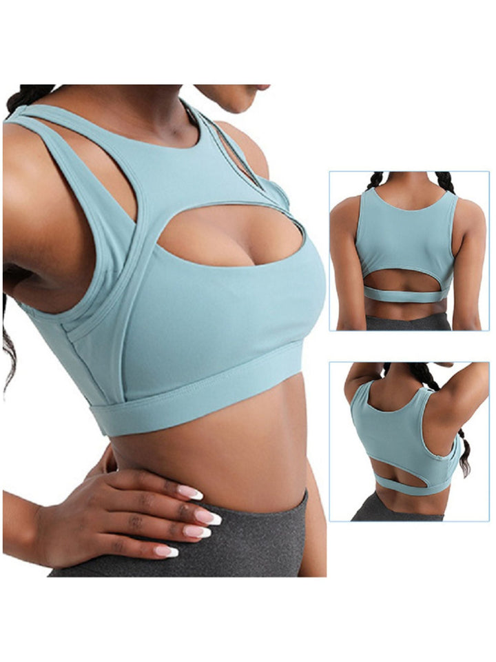 Soutien-Gorge Sexy à la Mode Simple et de Couleur Unie pour Entraînement Sportif Noir