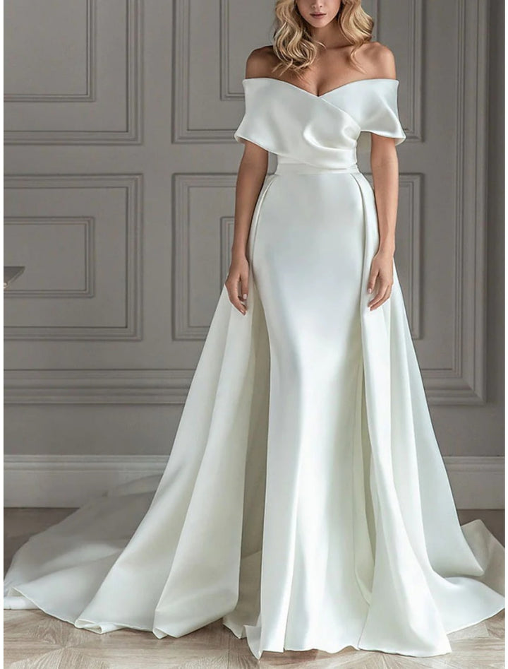 Robe de Mariée Longue Au Sol, Coupe A-Line/Princesse, Épaules Dénudées
