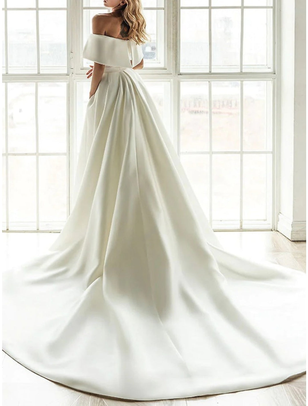Robe de Mariée Longue Au Sol, Coupe A-Line/Princesse, Épaules Dénudées
