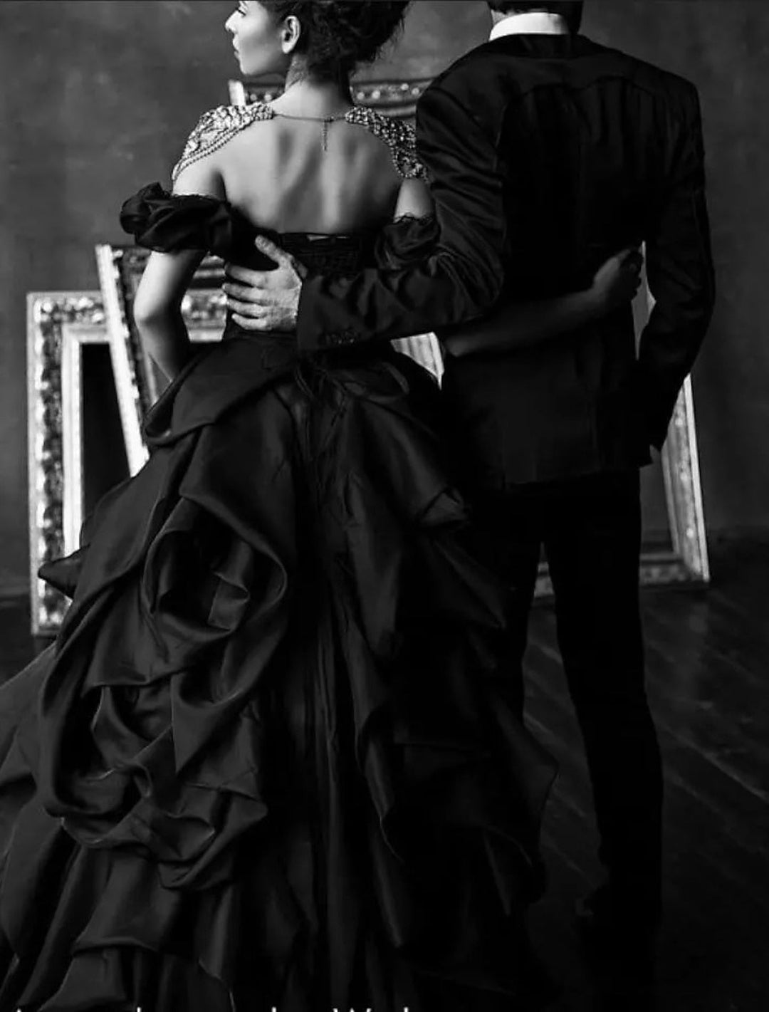 Robe de Mariée en Dentelle à Épaules Dénudées et Longueur Au Sol