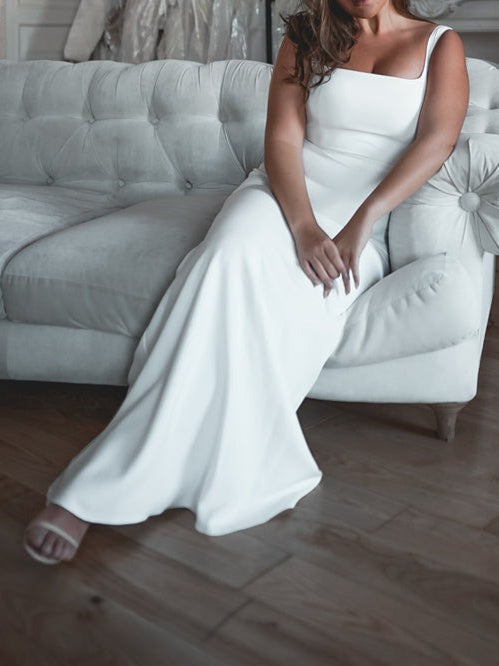 Robe de Mariée Sirène/Trompette à Encolure Carrée et Longueur Au Sol