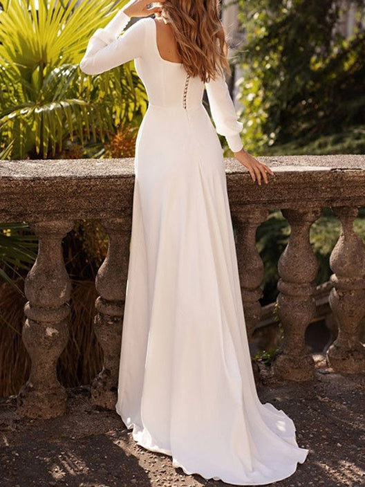 Robe de Mariée Coupe A-Line/Princesse à Encolure Carrée et Longueur Au Sol