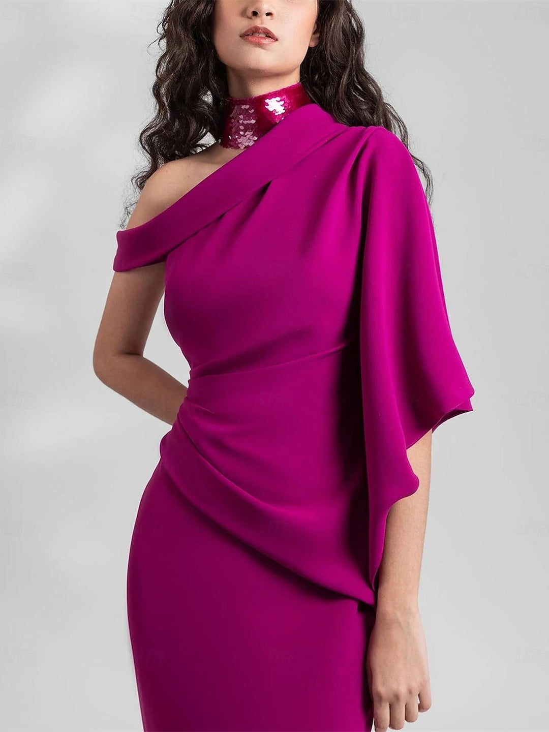 Robe de Mariée Sirène/Trompette Longueur Au Sol Sans Manches Une Épaule en Mousseline de Soie avec Plis