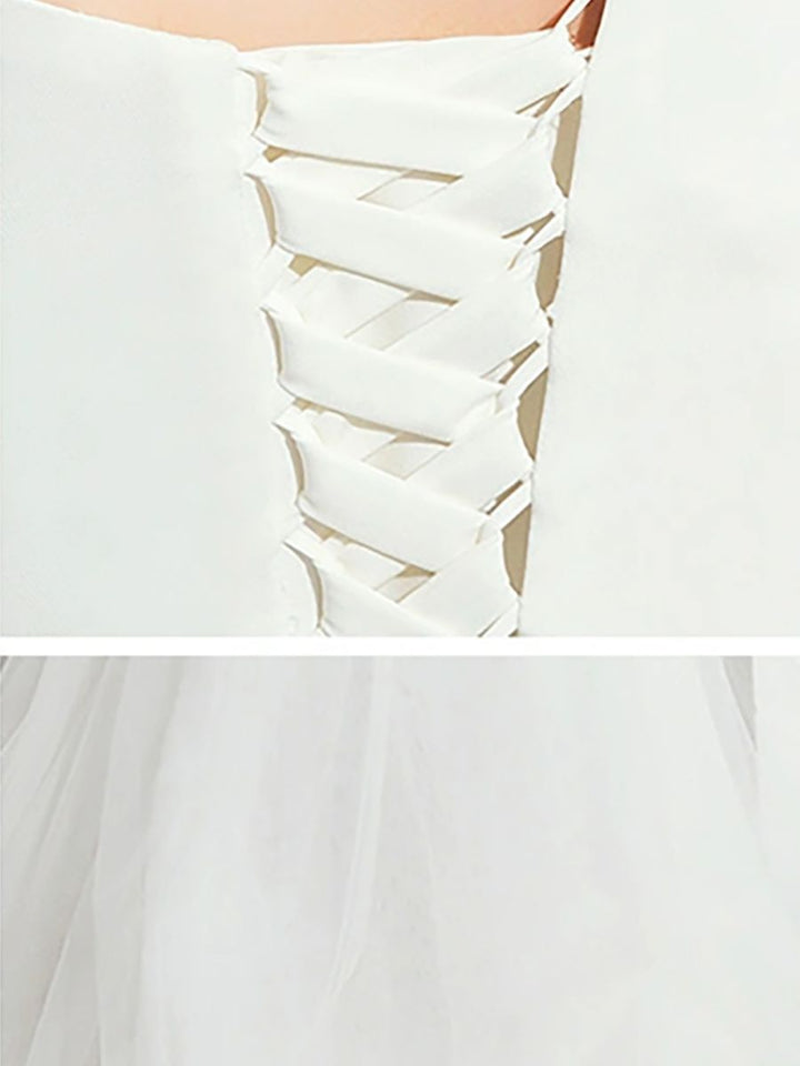 Costume de Mariage Élégant à Manches 3/4 et à Une Épaule en Tulle Blanc