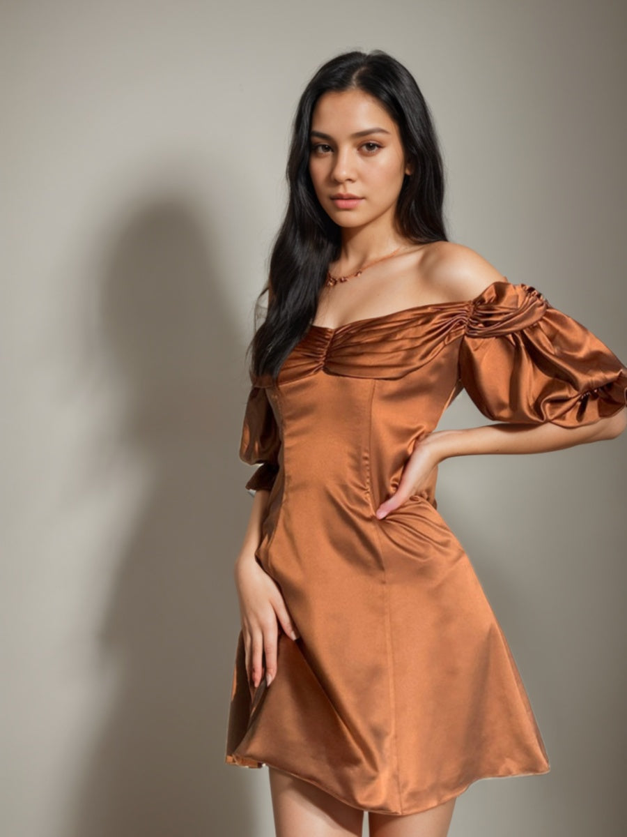 Ligne A/Princesse Hors de l'Épaule 1/2 Manches Ruché Court/Mini Robes d'Invité de Mariage