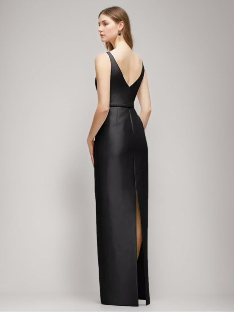 Gaine/Colonne Collier Bijou Sans Manches Robes d'Invité de Mariage avec Bow Ceinture & Slit