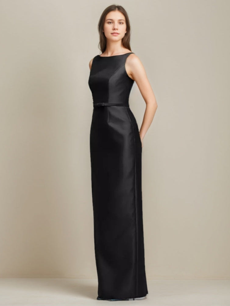 Gaine/Colonne Collier Bijou Sans Manches Robes d'Invité de Mariage avec Bow Ceinture & Slit