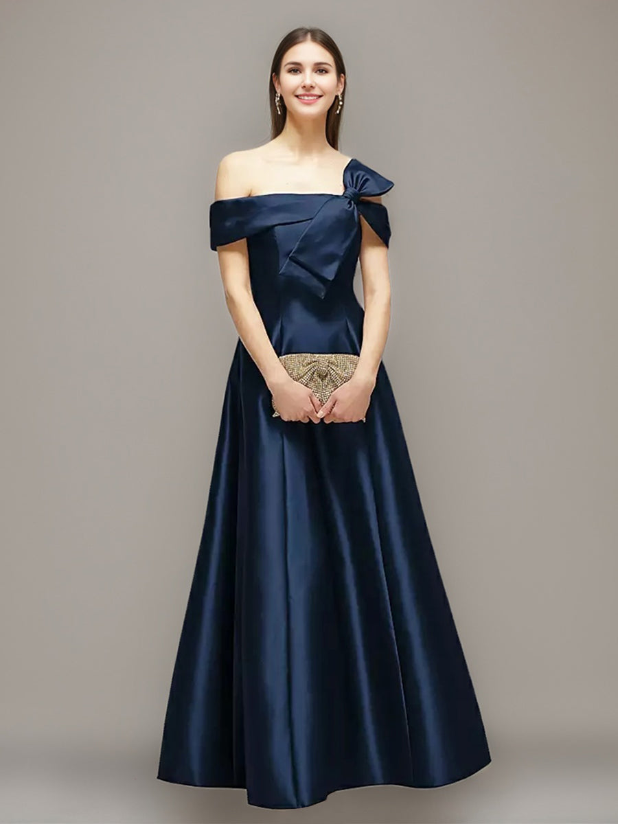 Ligne A/Princesse Romantic Hors de l'Épaule La Longueur du Sol Robes d'Invité de Mariage avec Bow