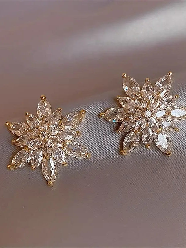 Boucles D'Oreilles à Tige pour Femme en Forme de Fleur Classique pour Mariage, Travail, Quotidien
