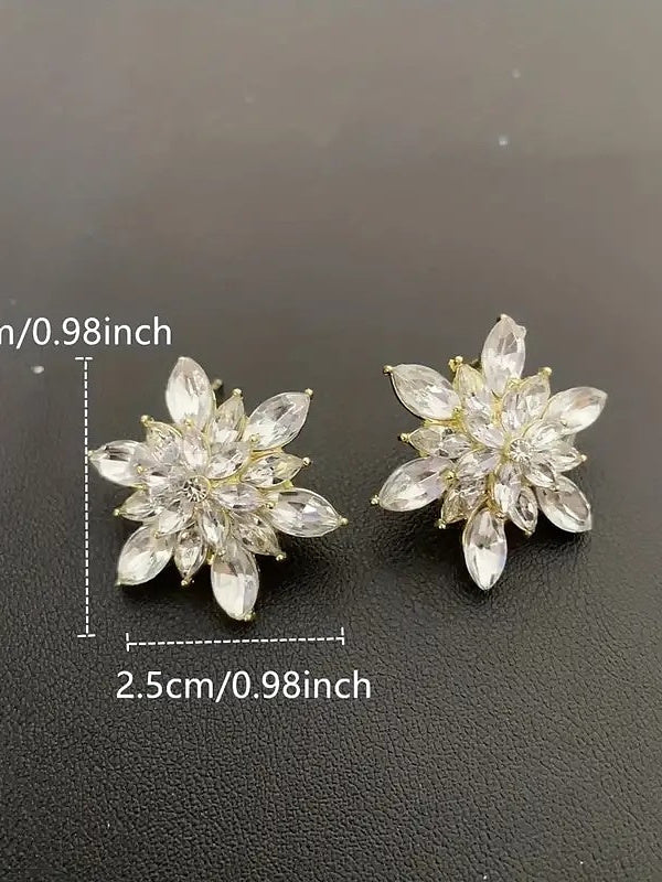 Boucles D'Oreilles à Tige pour Femme en Forme de Fleur Classique pour Mariage, Travail, Quotidien