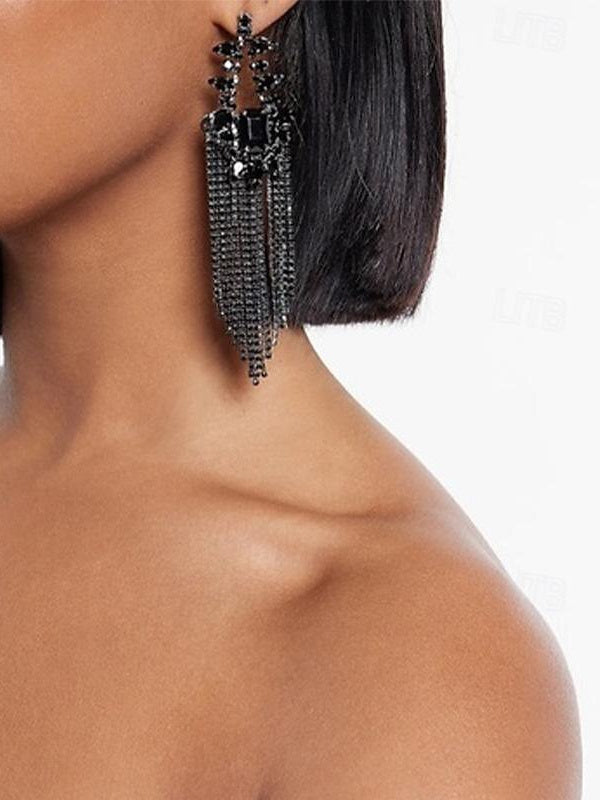 Boucles D'Oreilles à Franges en Imitation Diamant pour Femme, Bijoux Précieux pour Mariage, Travail, Quotidien