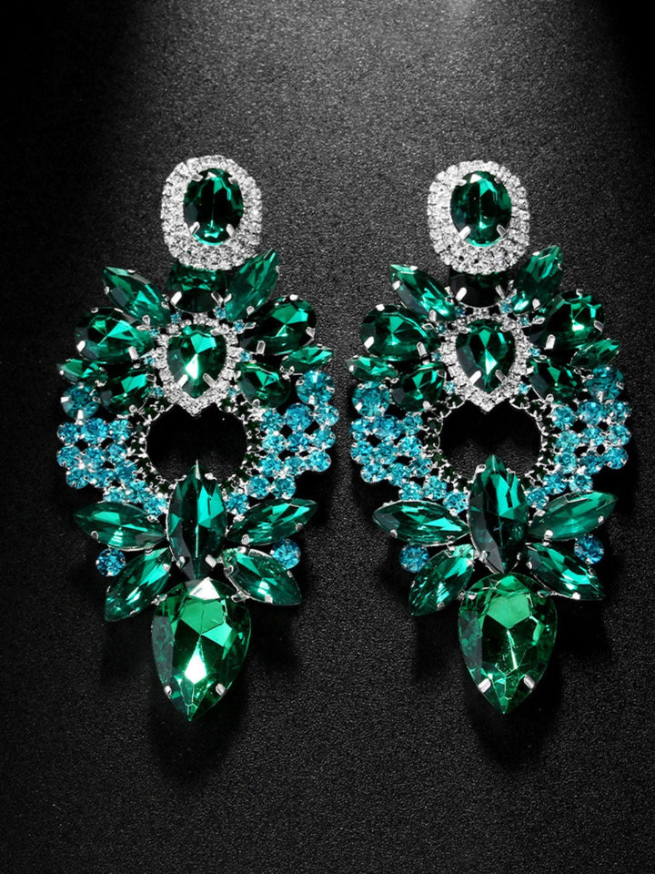 Boucles D'Oreilles Pendantes en Cristal Délicat de Haute Qualité Vert Émeraude