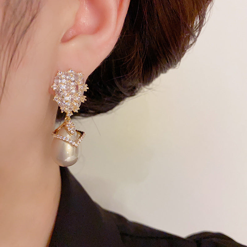 Boucles D'Oreilles de Luxe en Perles Artificielles de Champagne