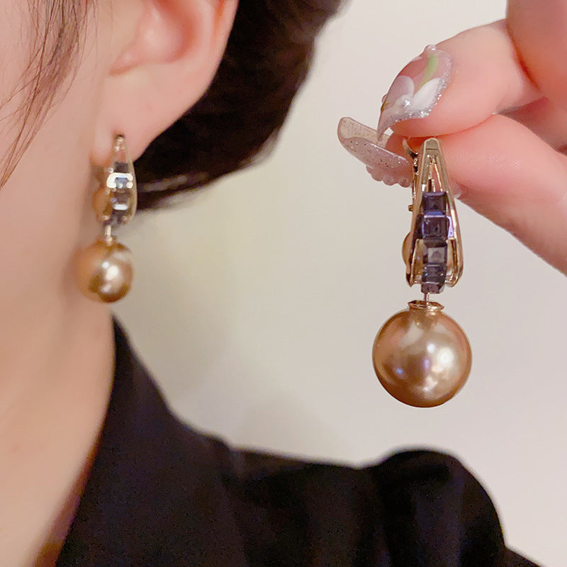 Boucles D'Oreilles Élégantes en Strass Minimalistes en Deux Parties