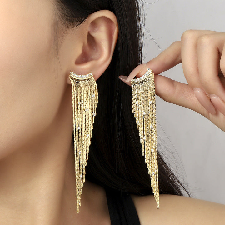 Boucles D'Oreilles à Pampilles en Diamant Asymétriques Uniques Haut de Gamme
