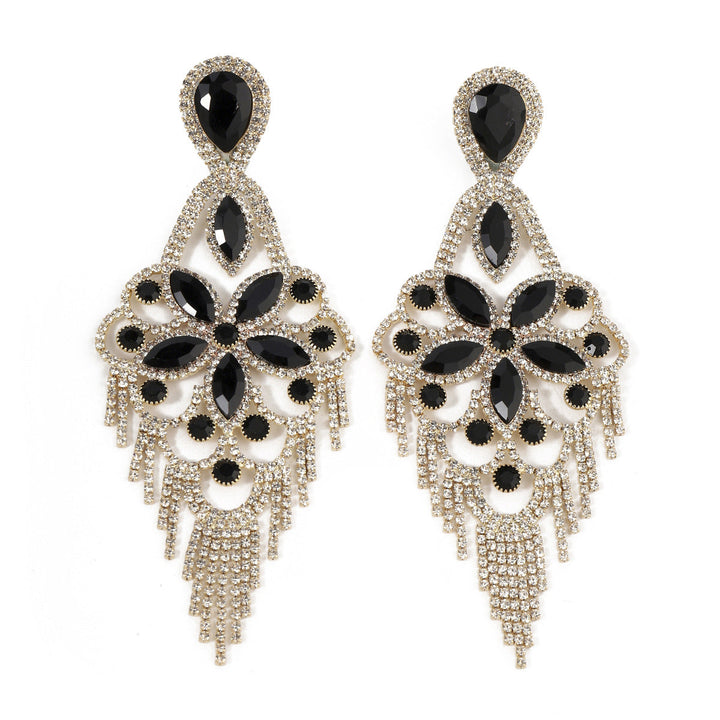 Boucles D'Oreilles Pendantes Élégantes en Forme de Fleur avec Strass Exagérés