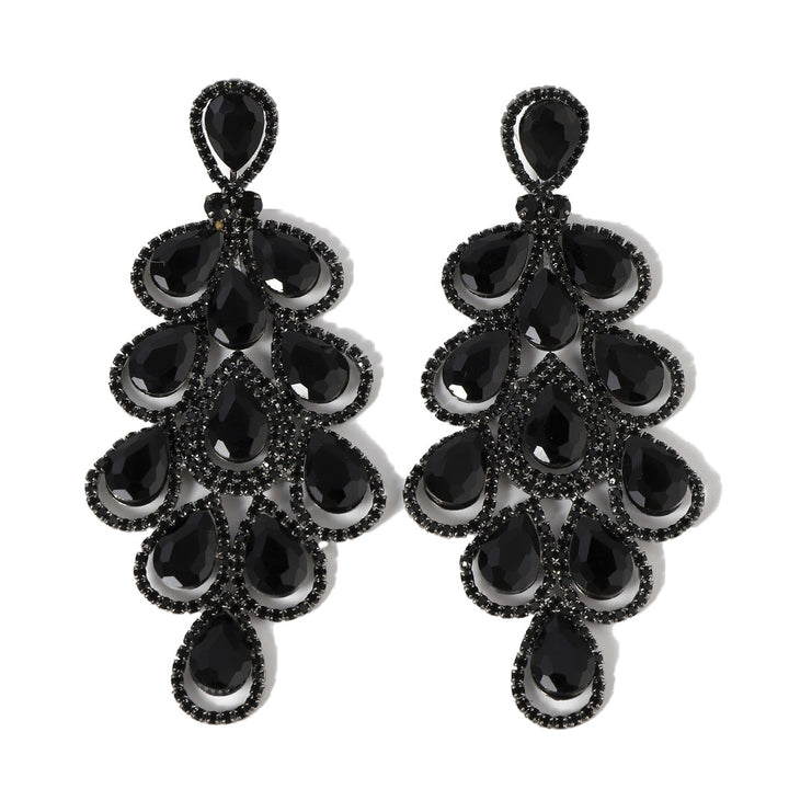 Boucles D'Oreilles Longues et Luxueuses à Strass Exagérés et Élégantes